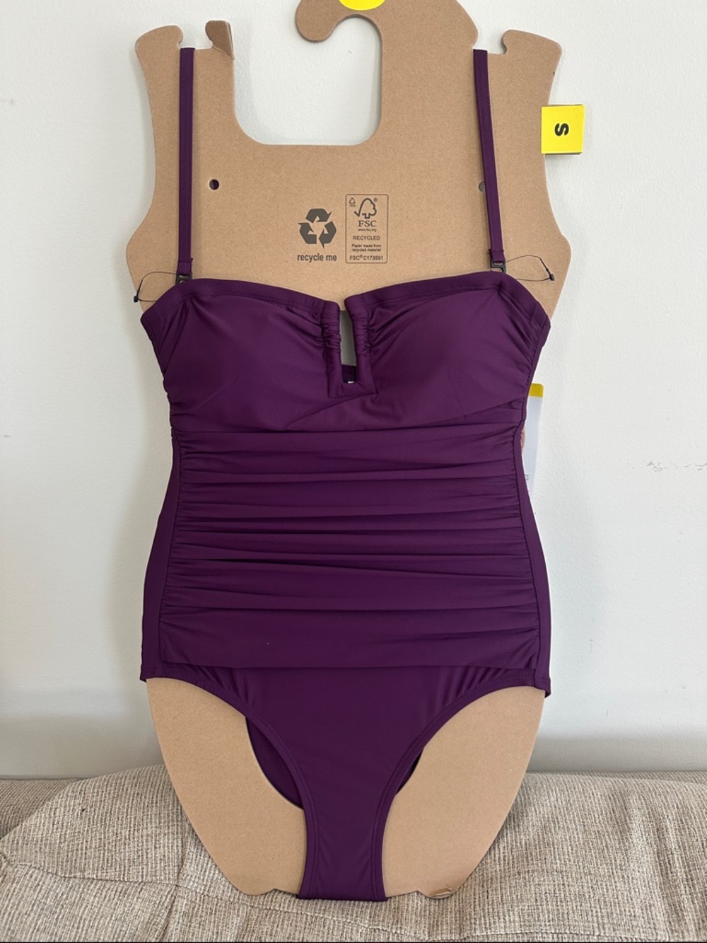 NWT DKNY Purple Ruched One-Piece Swimsuit Size Small